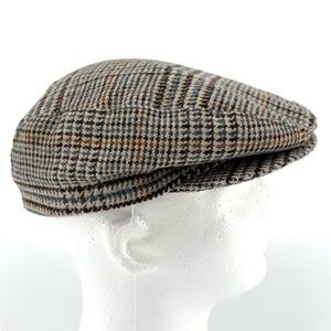 VTG Wool Made in USA Houndstooth Flat Cap